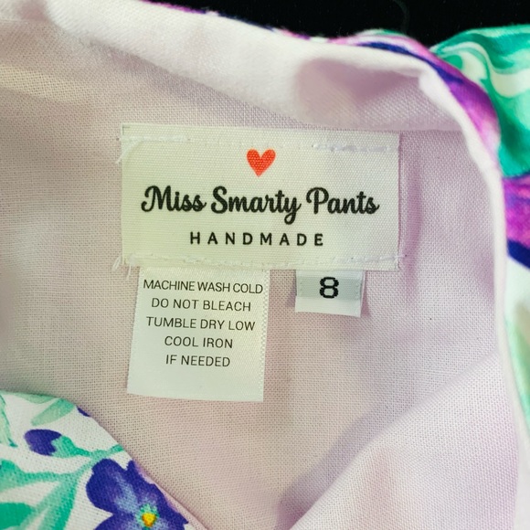 Miss Smarty Pants New Hand Crafted Purple Floral Dress Girls Size 8 - Picture 4 of 4
